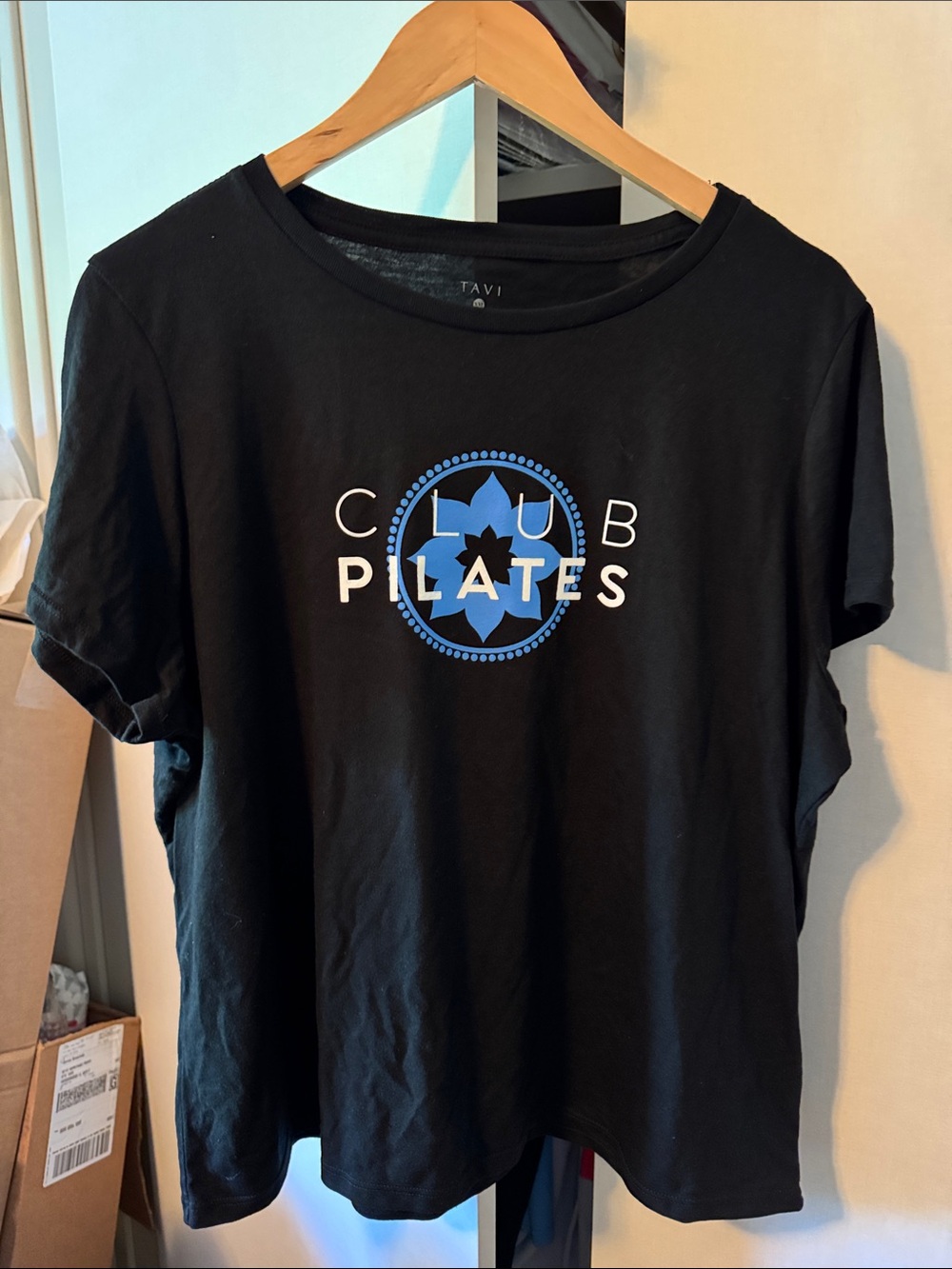 Club Pilates TAVI Black Pilates Graphic Tee with Blue Logo